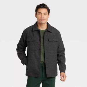 NWT Goodfellow & Co Men's Charcoal Long Sleeve Button Up Shirt Jacket, Large